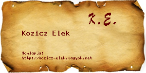 Kozicz Elek névjegykártya