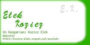 elek kozicz business card